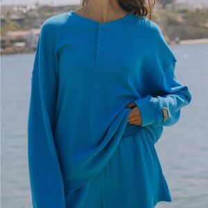 BRAND NEW Daily Drills Blue Thermal Henley
